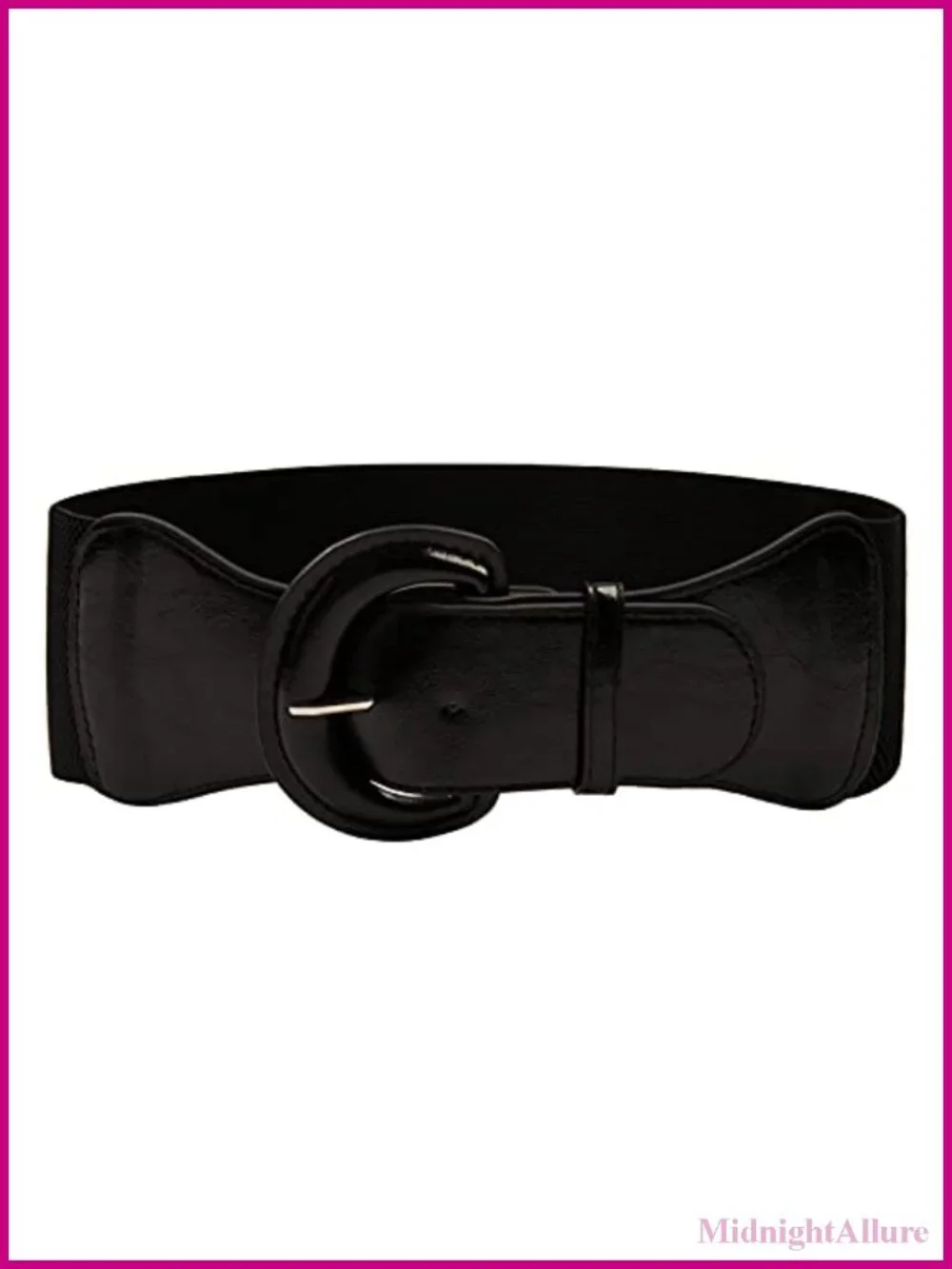 Wide Stretchy Cinch Belt Faux Leather Chunky Buckle Waist Belt